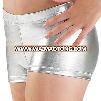 New silver metallic dance shorts for girls