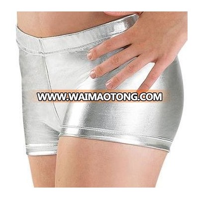 New silver metallic dance shorts for girls